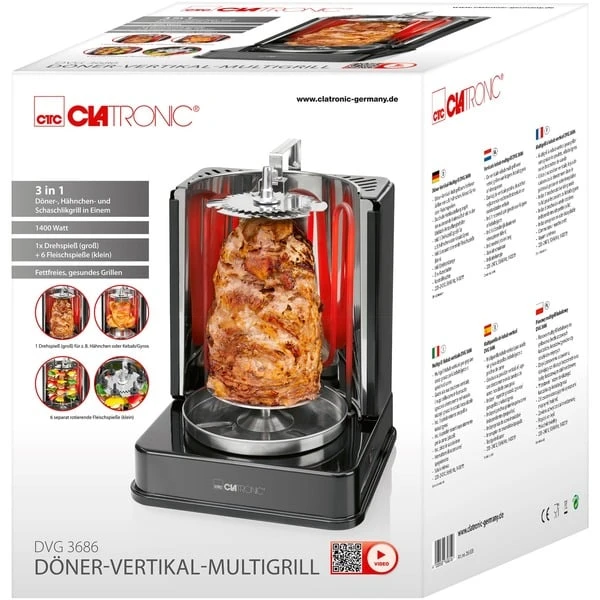 Clatronic Döner-Multigrill DVG 3686, Elektrogrill 10 Clatronic Döner-Multigrill DVG 3686, Elektrogrill – Bild 8